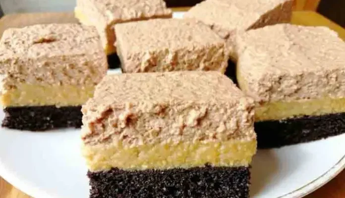 Prăjitura Alessia – Deliciu nr.1 Insiropat cu Suc și Două Creme Fine