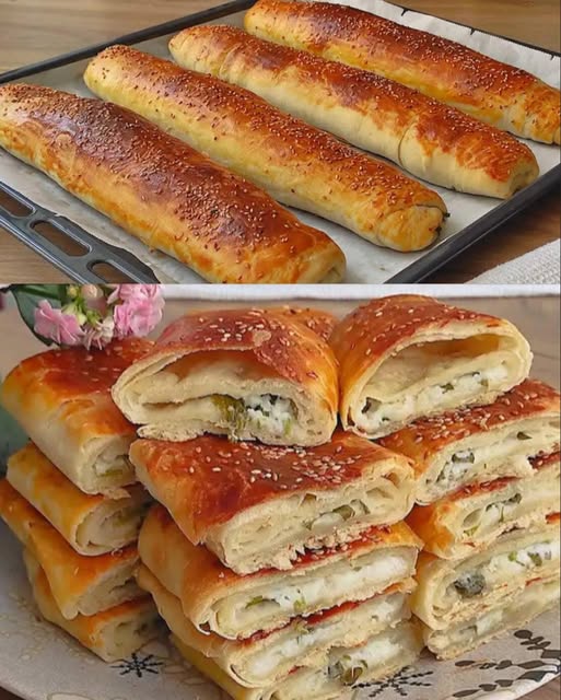 Burek-uri/pateuri de casă cu apă carbogazoasă și urdă, foarte gustoase și economice, perfecte pentru orice ocazie…