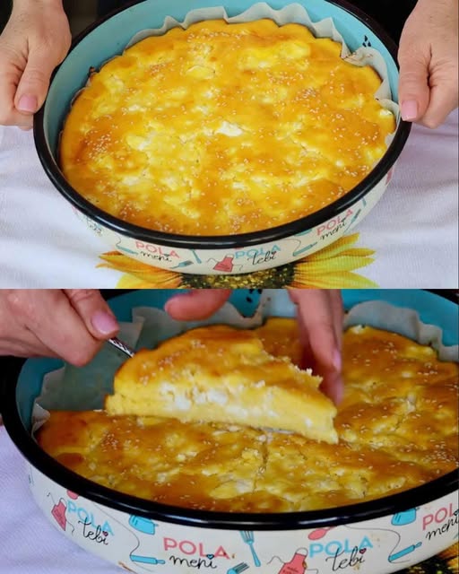 Plăcintă ușoară cu brânză, gata în 5 minute… Bate ingredientele și coace – fără foi, dar atât de gustoasă și irezistibilă…