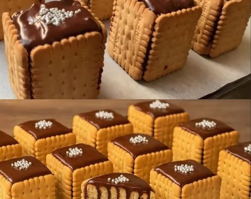 Rețetă de 10 minute pentru CUBURI CU CIOCOLATĂ și biscuiți… Desert rapid și gustos.