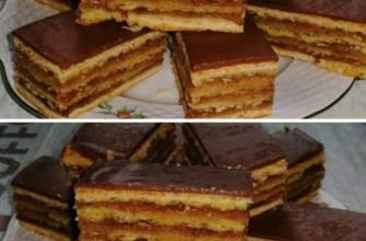 Prăjitura celor 4 foi cu gem și nucă – un deliciu clasic în haină de ciocolată