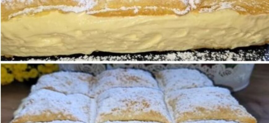 Prăjitură cu cremă de budincă și foi de foietaj