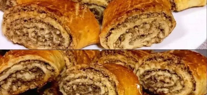 Biscuiți cu nucă (strudel rulat) – Rețetă moștenită de la mama, simplă și delicioasă