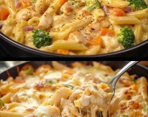 Paste cremoase cu pui și legume… O masă rapidă perfectă, îți lingi degetele!