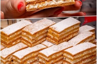 Prăjitură cu foi fragede, smântână și nucă