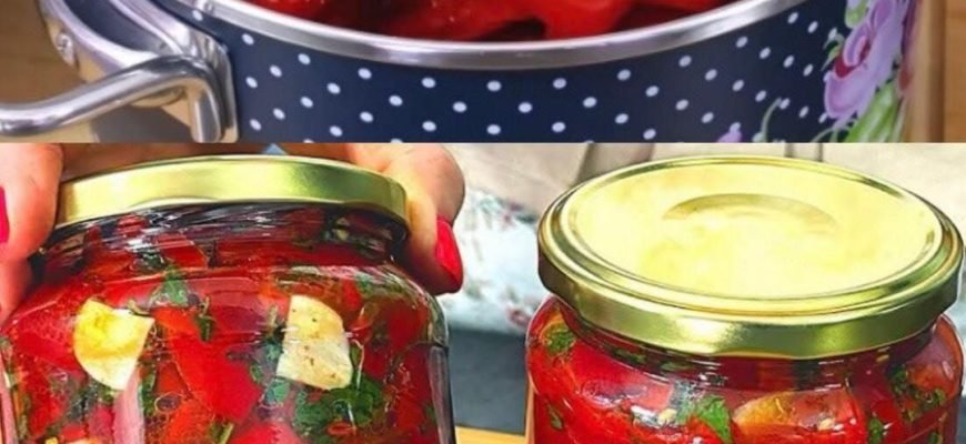 Ardei copți cu usturoi, cea mai gustoasă salată pentru iarnă