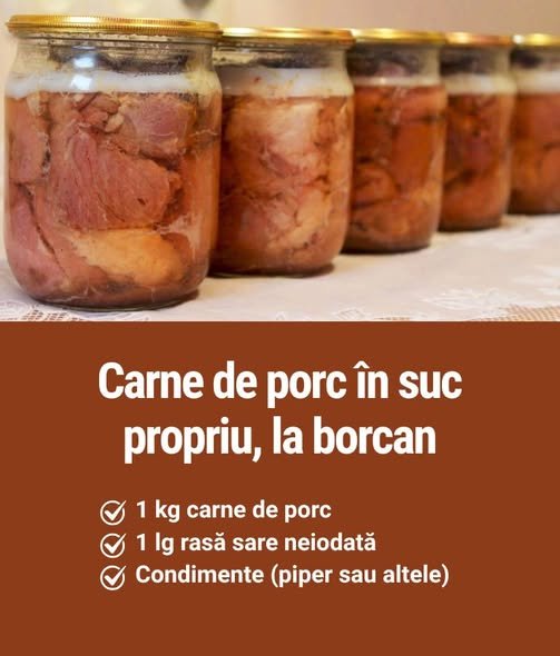 Carne de porc în suc propriu, la borcan