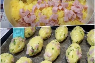 Cartofi cu șuncă, cașcaval ras și usturoi, aromați și sățioși