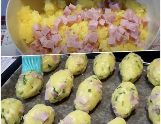 Cartofi cu șuncă, cașcaval ras și usturoi, aromați și sățioși