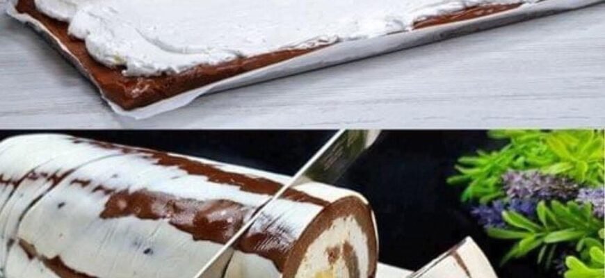 Ruladă rapidă cu biscuiți Plazma și banane