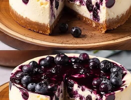 Cheesecake fără coacere cu afine