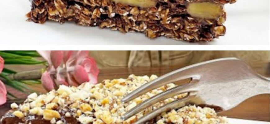 Prăjitură sănătoasă cu banane, ovăz și cacao