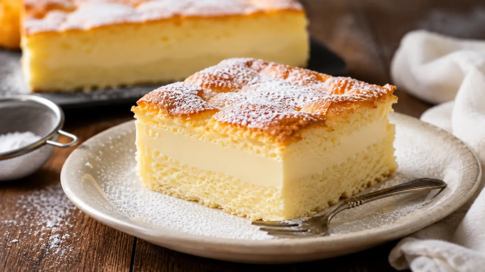 Prăjitură deșteaptă care își face singură crema 