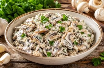 Salată cremoasă de ciuperci cu usturoi