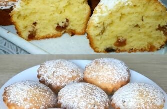 Un pachet de brânză de vaci, o cană de făină, 2 ouă și 2 linguri de smântână fac cele mai delicioase brioșe cu stafide.