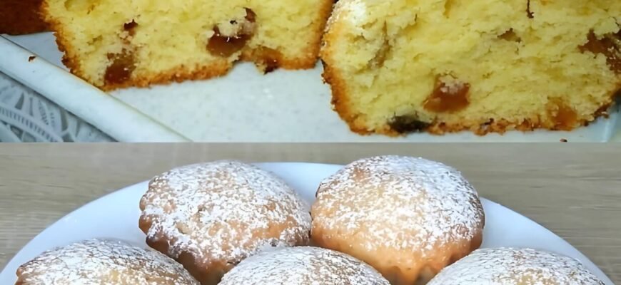 Un pachet de brânză de vaci, o cană de făină, 2 ouă și 2 linguri de smântână fac cele mai delicioase brioșe cu stafide.