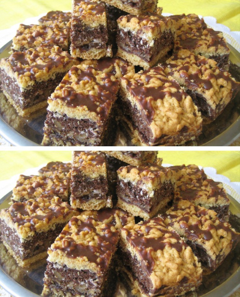 Prăjitură aromată de post cu nucă și ciocolată Prăjitură aromată de post cu nucă și ciocolată