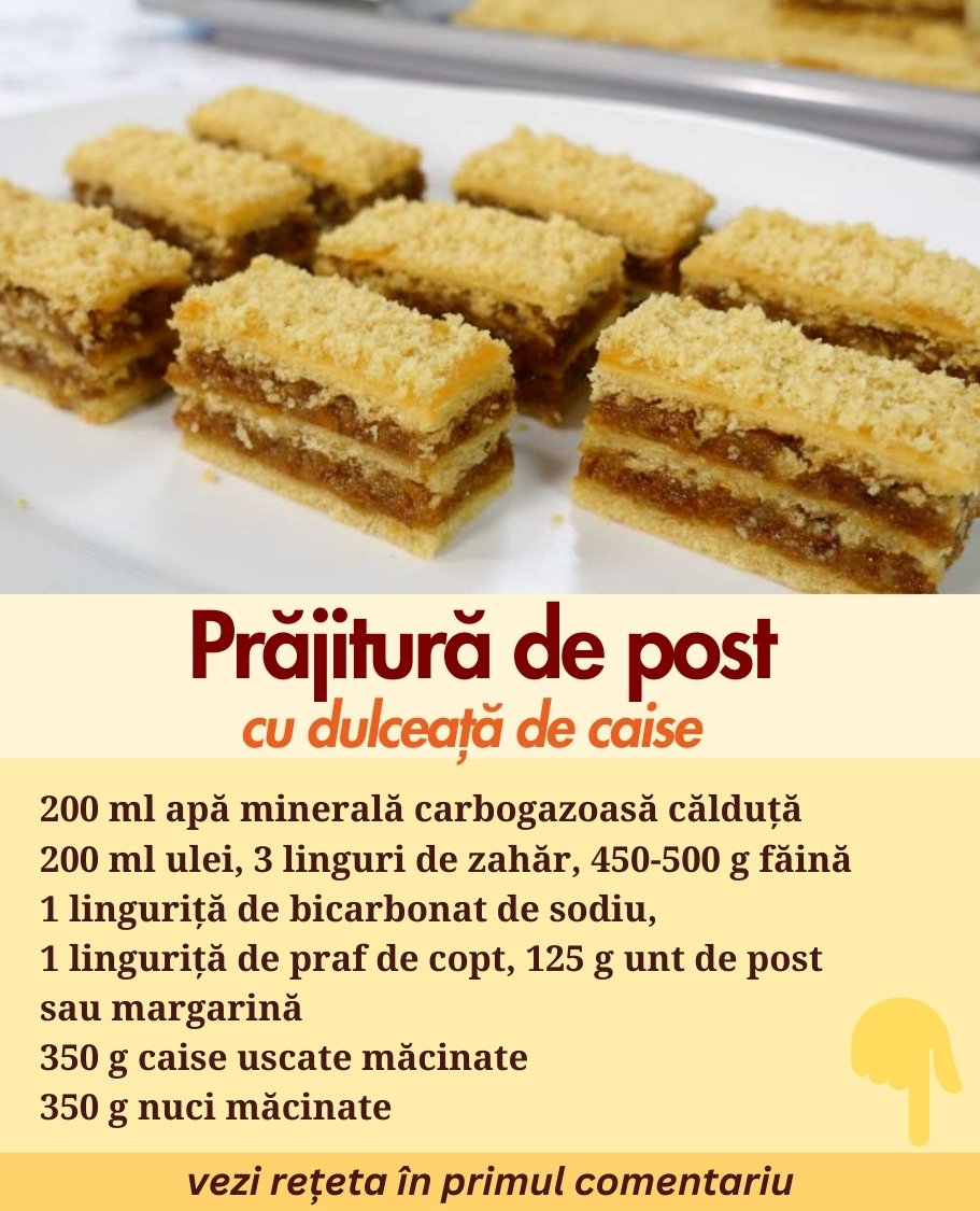 Prăjitură de post cu dulceață de caise și nuci Prăjitură de post cu dulceață de caise și nuci