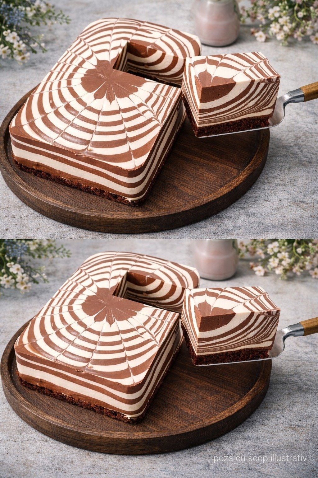 Prăjitură marmoratӑ cu iaurt și cacao
