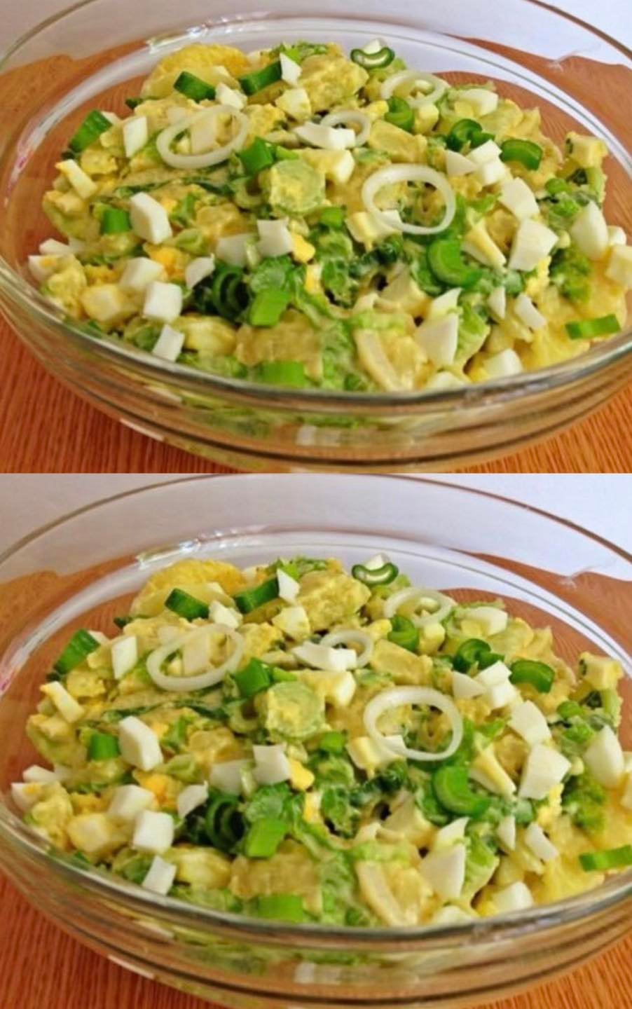 Salată de cartofi cu ouă și salată verde