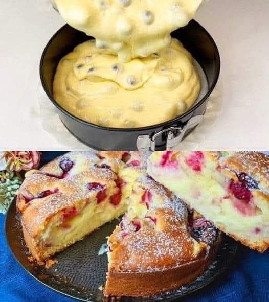 tort cu vișine și budincă de vanilie