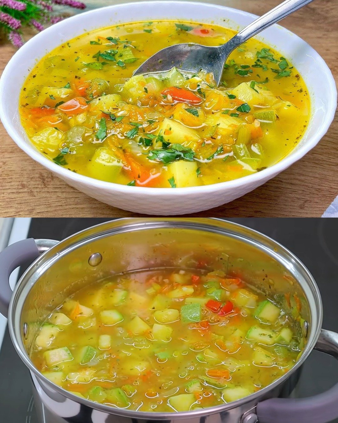 Supă de legume cu crutoane de casă Supă de legume cu crutoane de casă