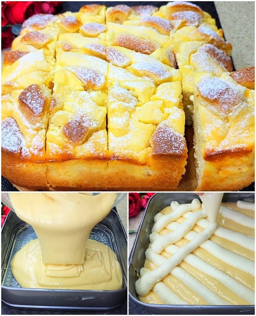 Prăjitură pufoasă cu chefir și brânză dulce