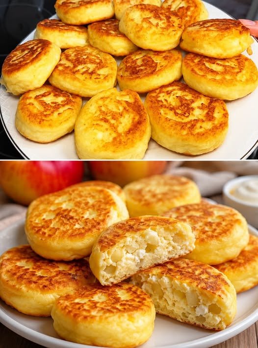 Un pahar de brânză de vaci și un măr 🍏Pentru micul dejun în câteva minute! Chifle cu mere fără drojdie! Delicios!