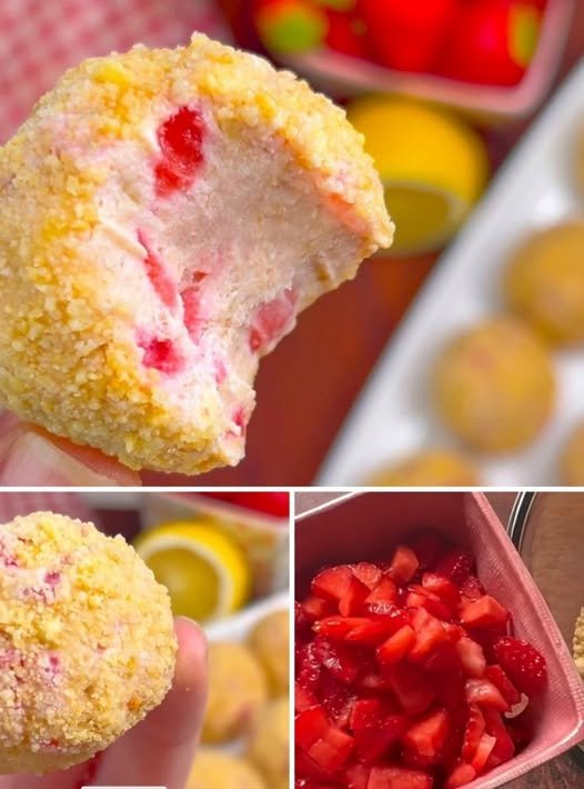 Mușcături de lămâie cu căpșuni: 3 ingrediente 🍓 Fără coacere!