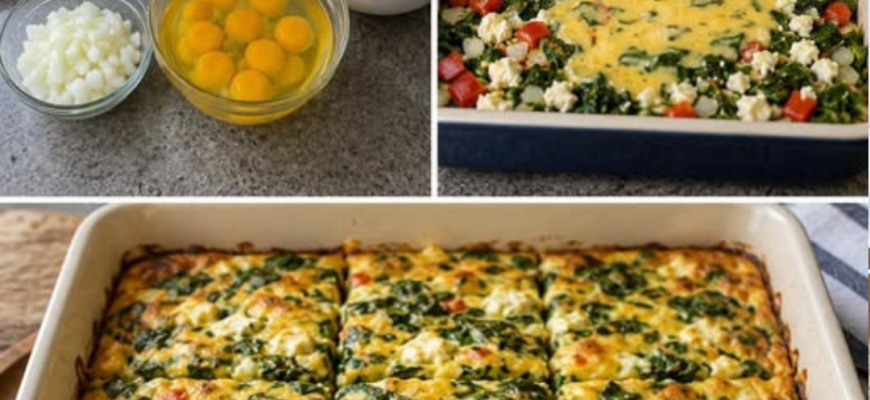 Această coacere reconfortantă umple bucătăria cu aroma caldă de feta și spanac proaspăt, fiind începutul perfect pentru orice zi.