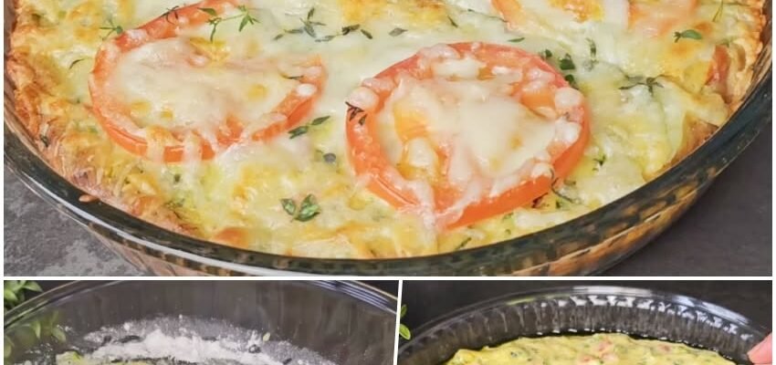 Budincă de dovlecei cu roșie și mozzarella