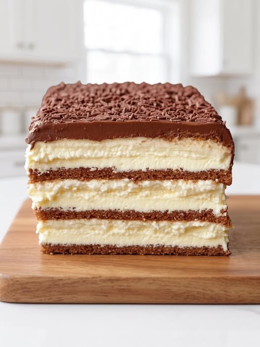 Deliciul stratificat cu vanilie și ciocolată este un desert elegant, care încântă prin combinația dintre crema catifelată și aroma intensă de ciocolată.