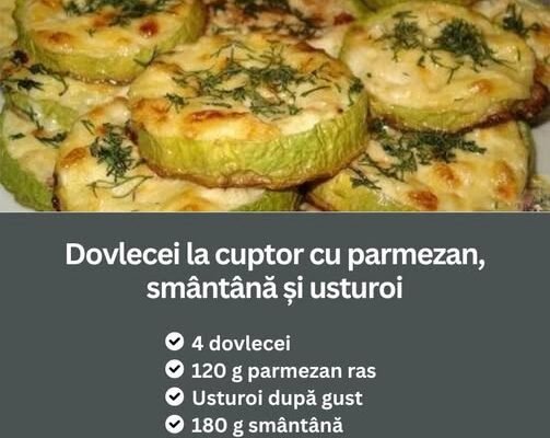 Dovlecei la cuptor cu parmezan, smântână și usturoi
