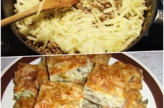 Plăcintă de casă cu carne tocată, ciuperci și cașcaval