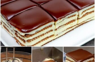 Prăjitură fără coacere cu biscuiți, cremă de vanilie și glazură