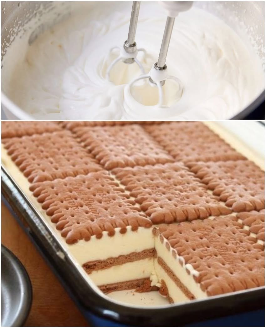 Prăjitură fără coacere, cu biscuiți și brânză dulce