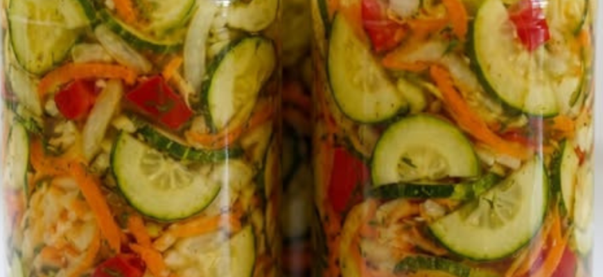 Salata de dovlecei, morcovi și ardei este o garnitură colorată care se potrivește de minune pentru cinele și grătarele de zi cu zi.