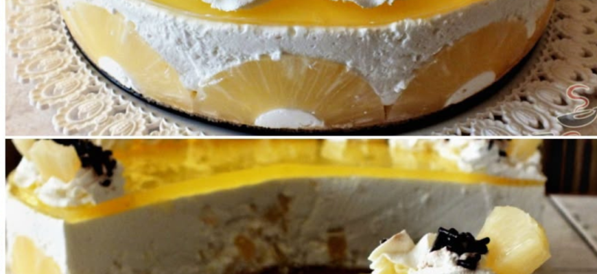 Tort fără coacere cu iaurt, ananas și cocos