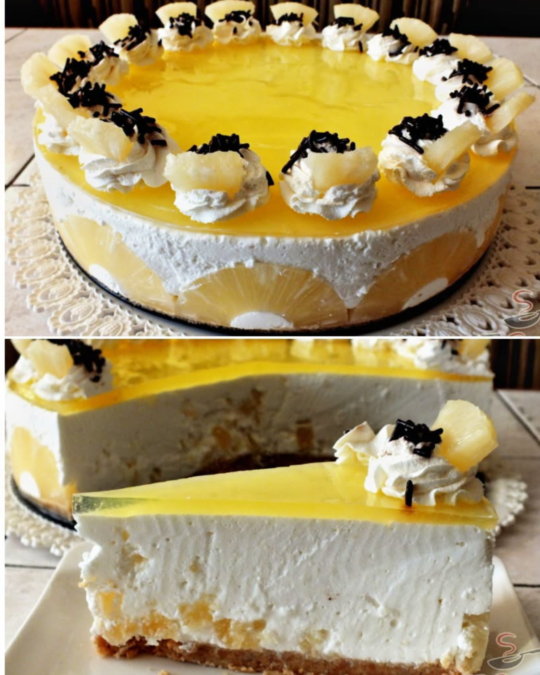 Tort fără coacere cu iaurt, ananas și cocos