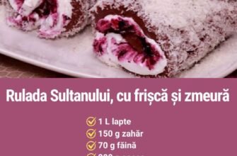 Rulada Sultanului cu frișcă și zmeură