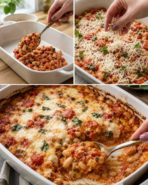 Budincă sățioasă cu fasole albă și roșii proaspete – un preparat reconfortant și delicios